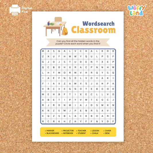 Back To School Classroom Word Search For Kids First Day of School