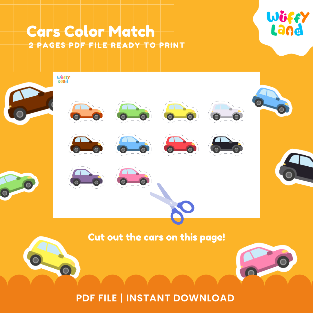 Car Color Matching Activity - Fun Printable for Kids - Color Recognition Game
