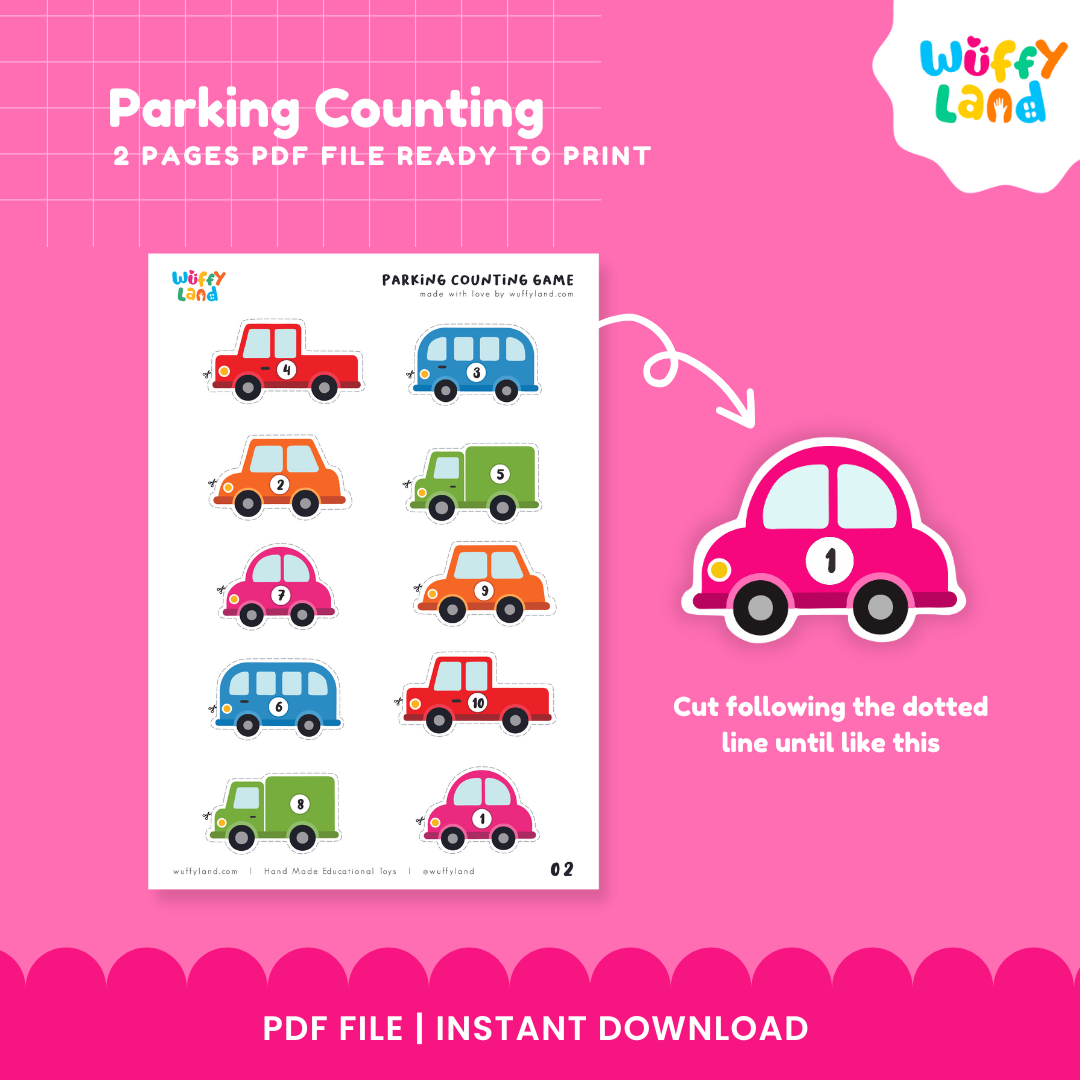 Parking Lot Counting – Number Match Printable Activity