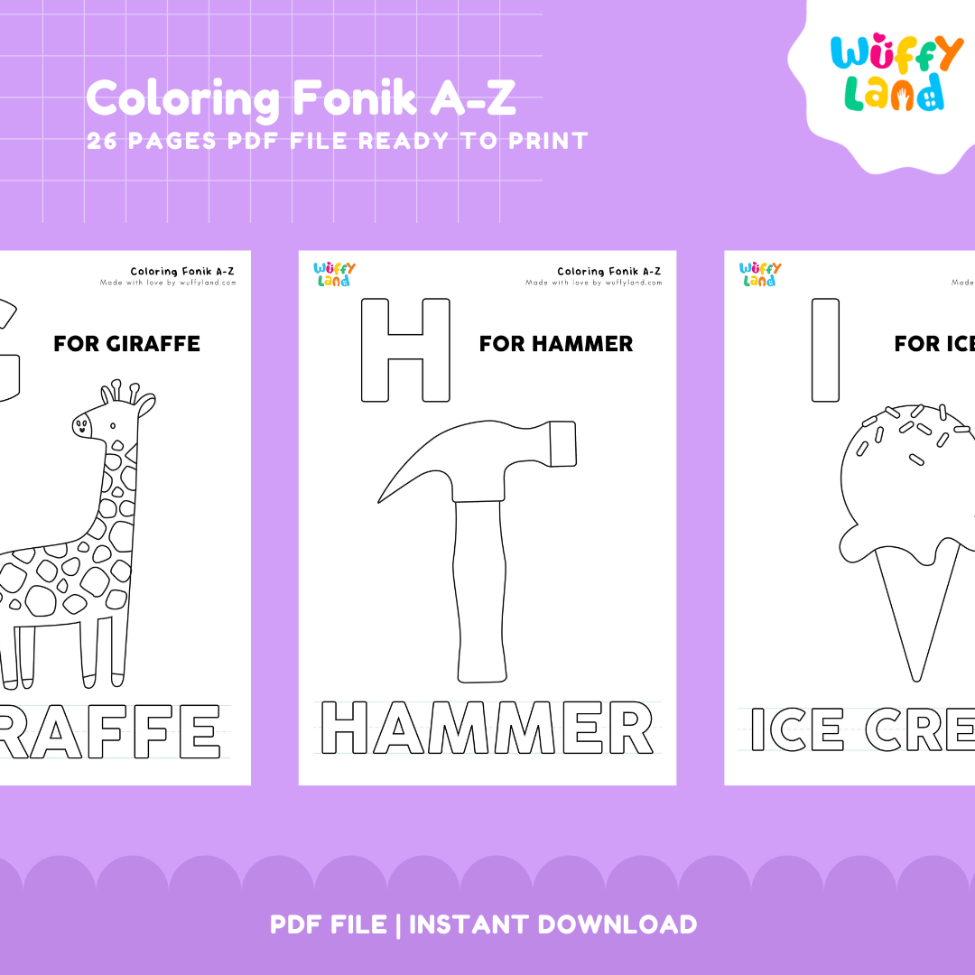 Coloring Phonics A-Z - Fun Alphabet Learning Activity Educational Phonics Coloring Pages for Kids
