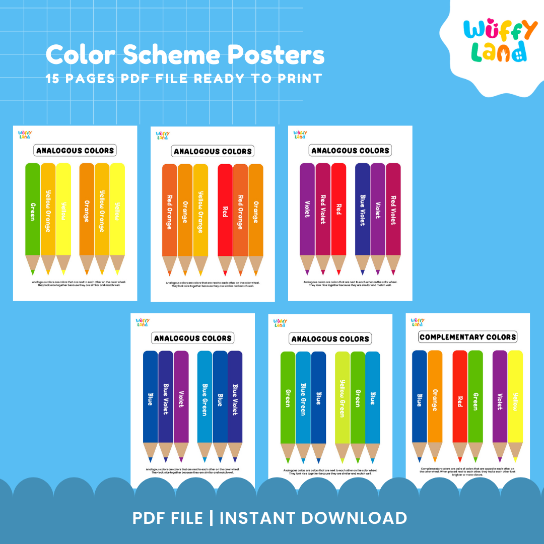 Color Scheme Posters for Kids – 15 Printable Pages of Color Theory Learning