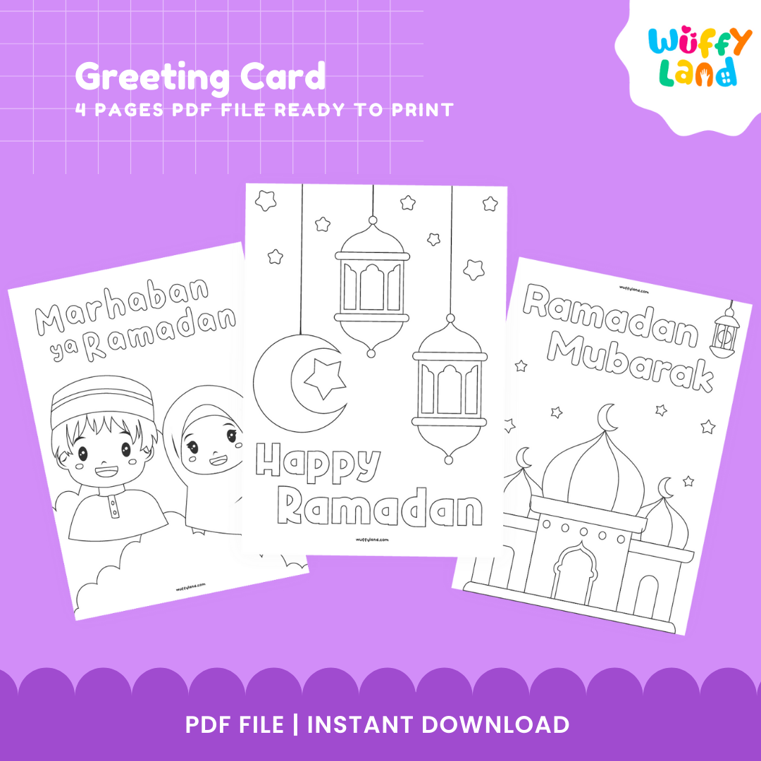 Ramadan & Eid Printable Greeting Cards - DIY Coloring Cards for Kids
