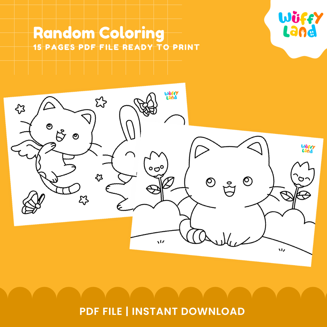Whimsical Random Coloring Pages for Kids - 15 Page PDF Download