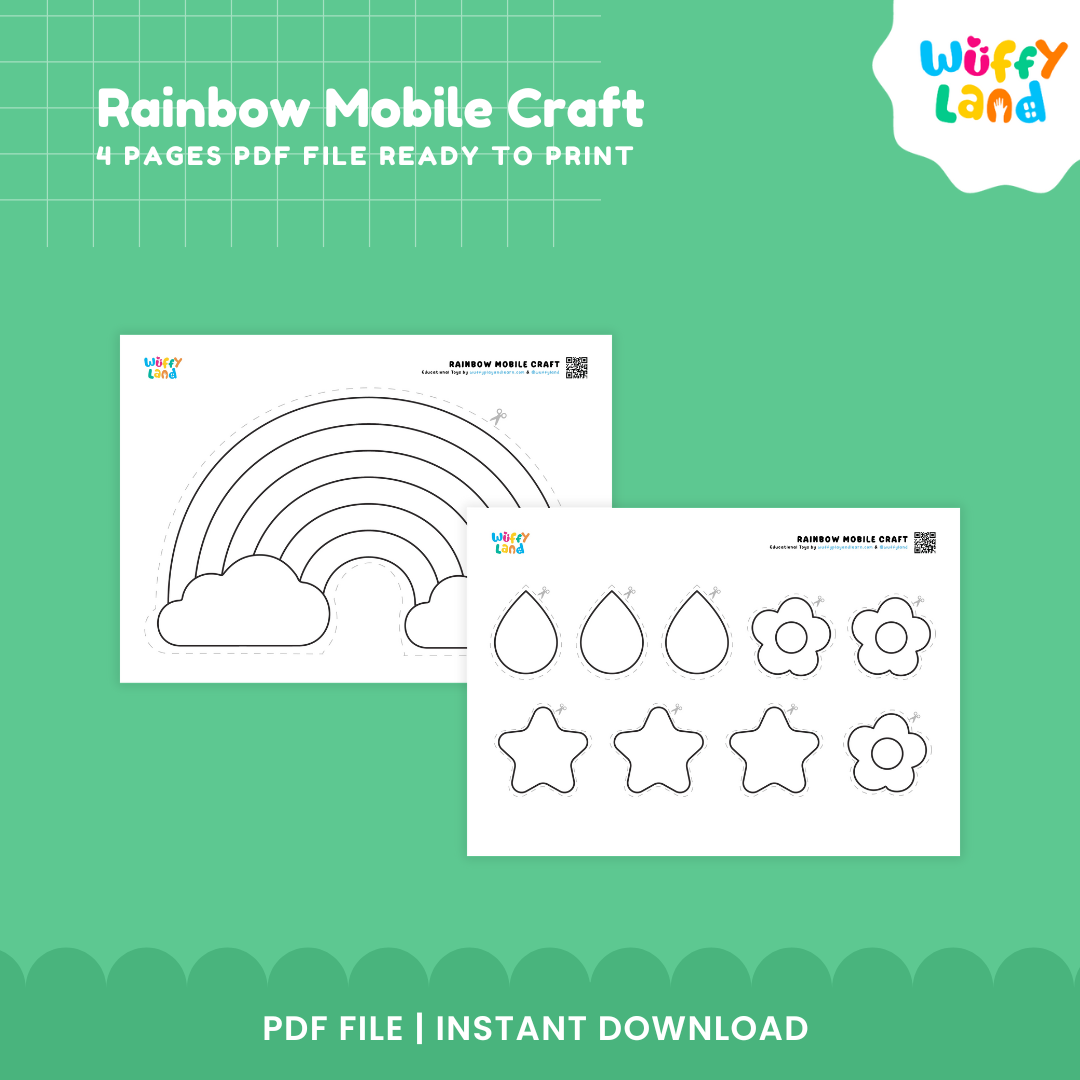 Rainbow Mobile Craft Printable | DIY Kids Room Decor | Star Hanging Mobile for Kids Crafting Fun