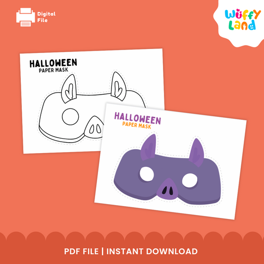 Halloween DIY Mask Printable Craft for Kids with Coloring Activities