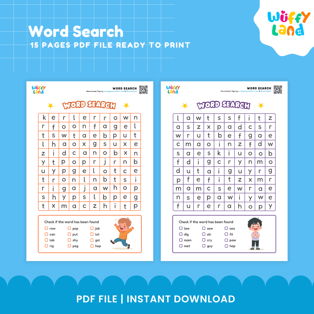 Word Search Puzzle Pack - Educational Word Searches for Kids