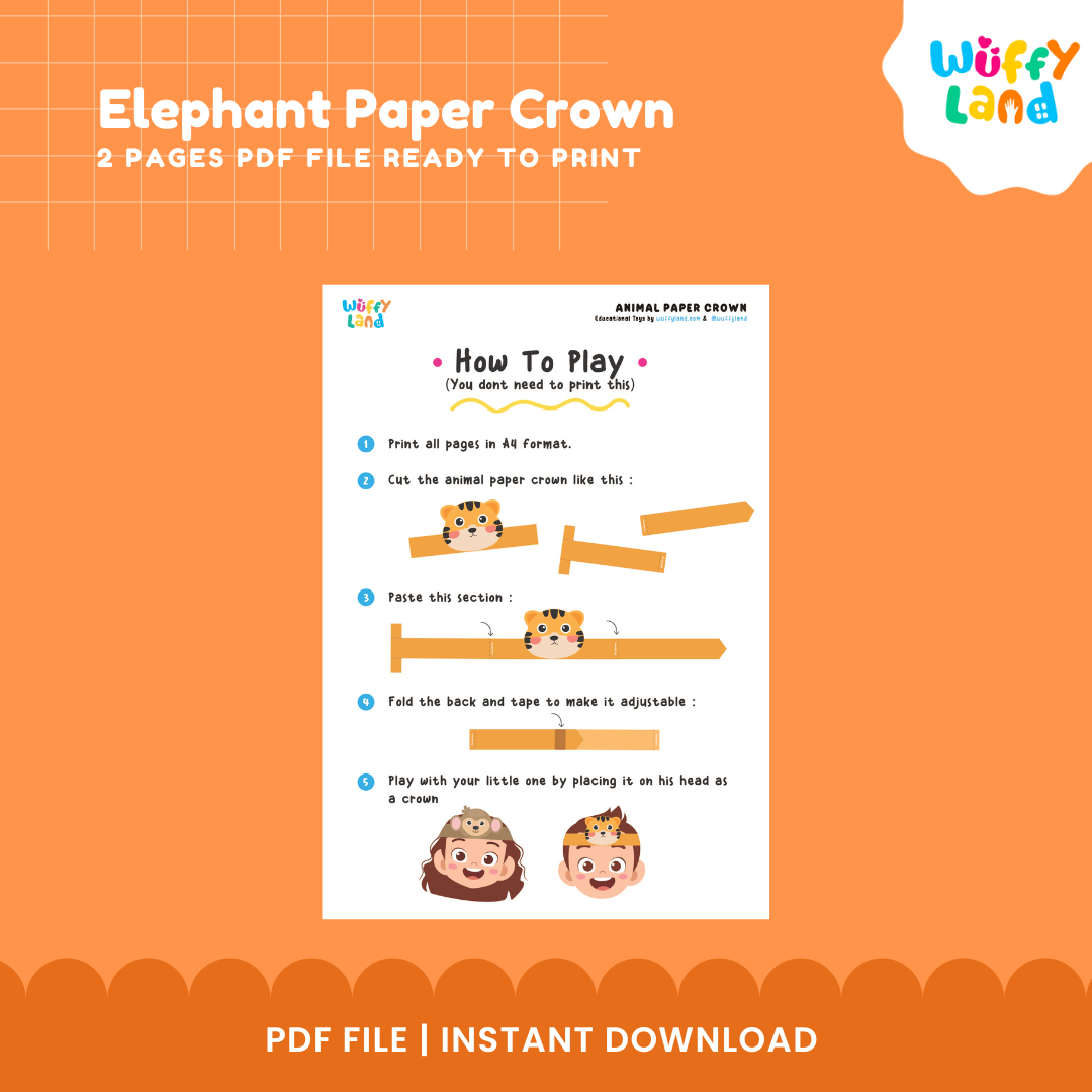 Elephant Crown Craft – Printable Zoo Pretend Play