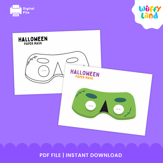 Halloween Frankenstein Monster Paper Mask – Printable Craft (Color + B&W) Wuffyland