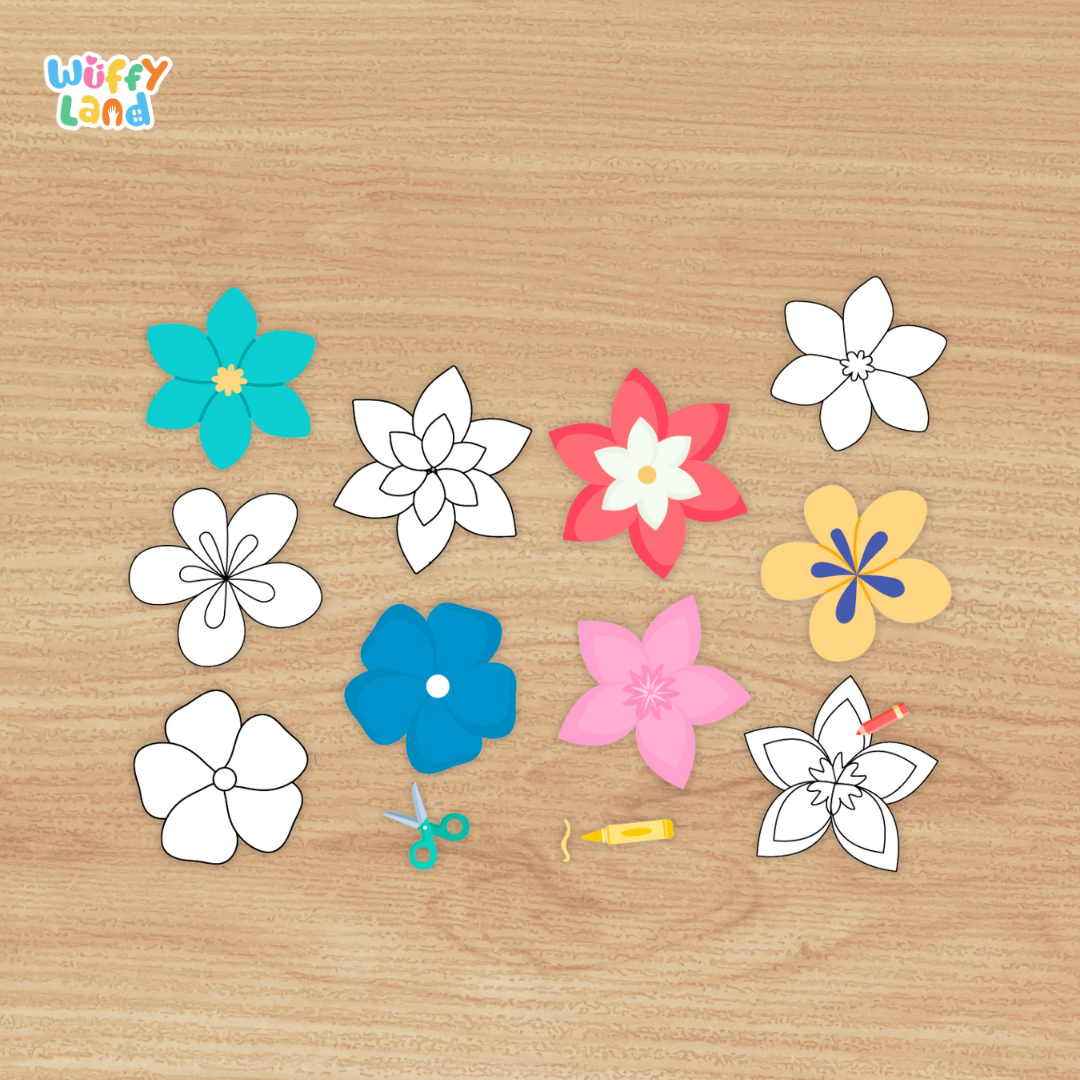 DIY Flower Necklace Craft Kit - Printable Flower Craft Activity for Kids