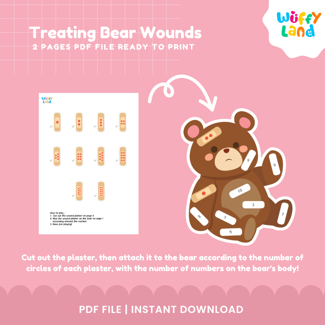 Printable Teddy Bear First Aid Activity - Pretend Play Doctor Set