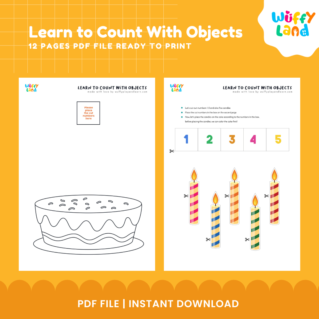 Learn to Count with Objects Printable 12-Page Educational Activity Set - Math Fun for Kids