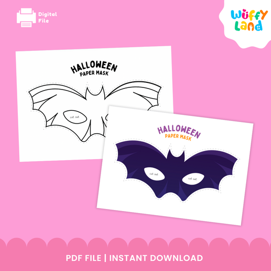 Halloween Bat Wings Paper Mask – Printable Craft (Color + B&W)