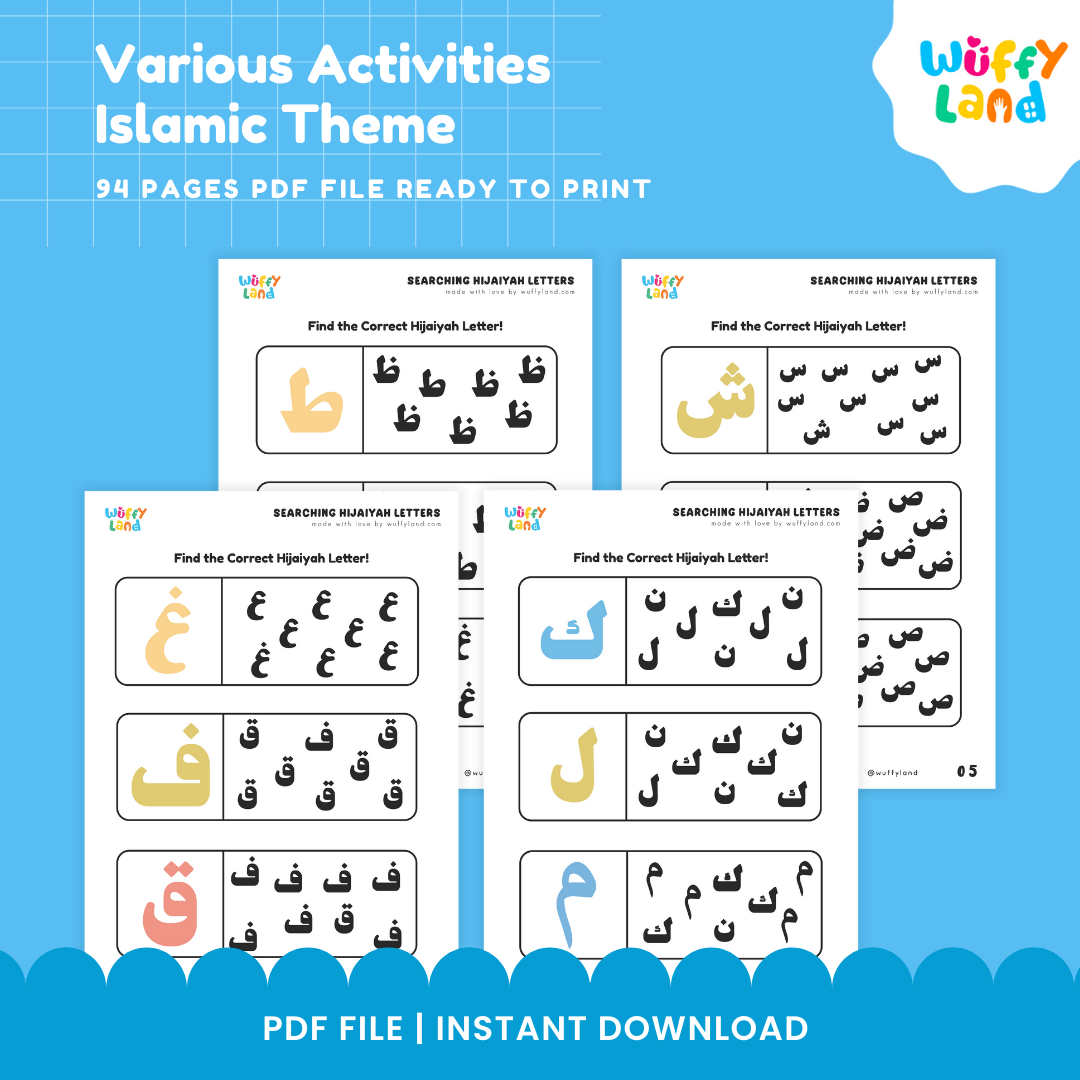Islamic Theme Activity Pack | 94 Pages Printable Worksheets | Arabic, Tracing, Coloring & More!