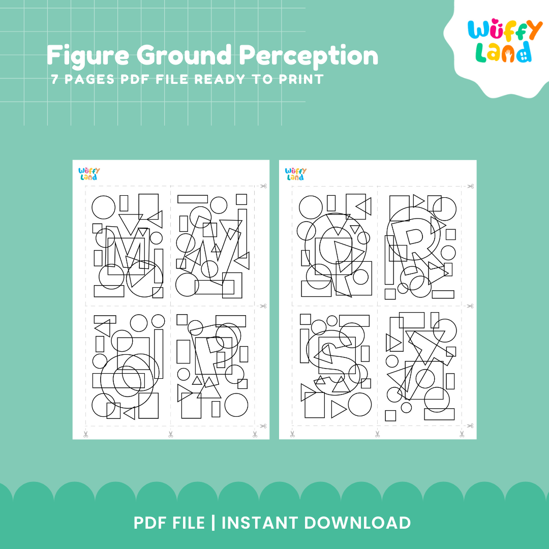 Figure Ground Perception Alphabet Activity - Visual Discrimination & Letter Recognition Worksheets