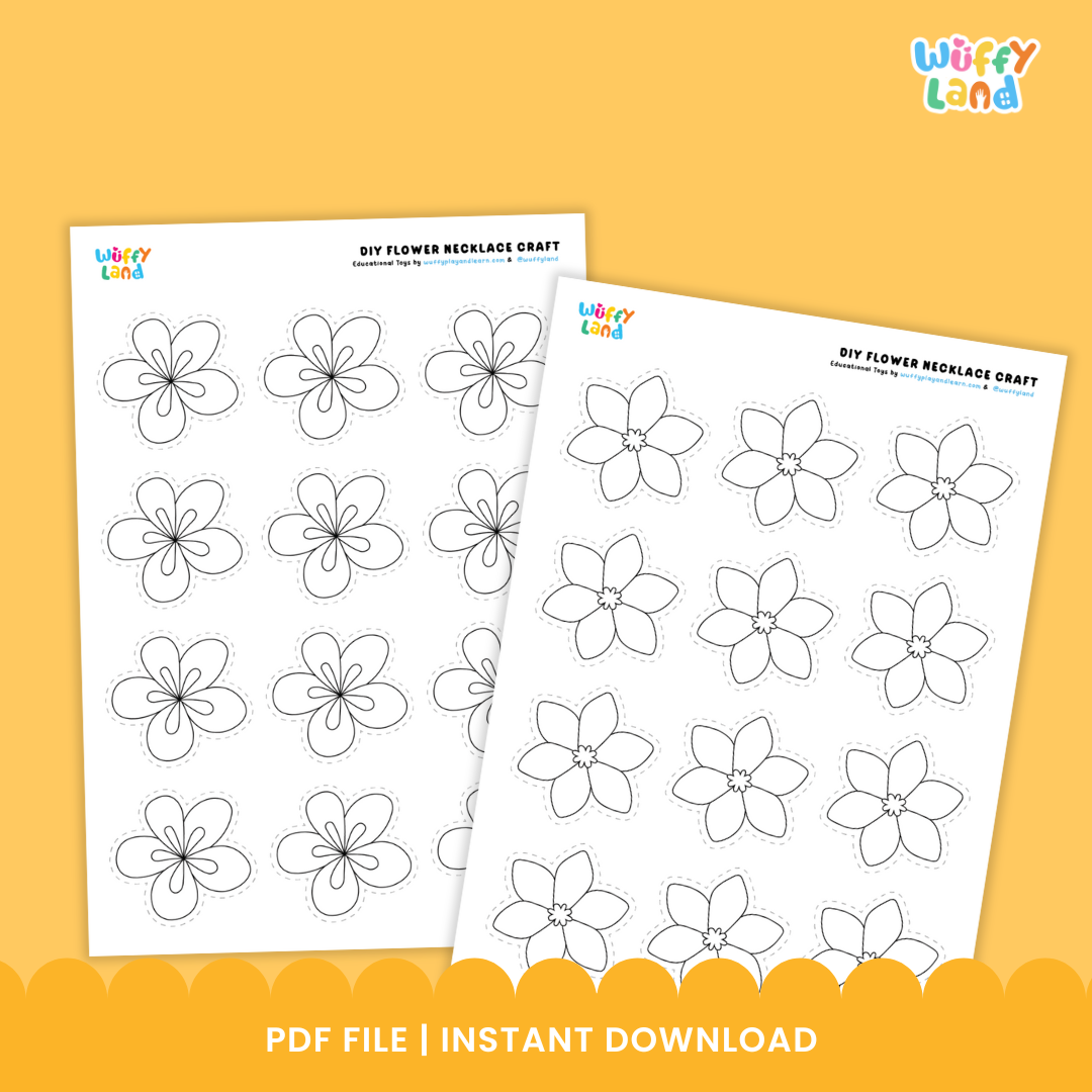 DIY Flower Necklace Craft Kit - Printable Flower Craft Activity for Kids