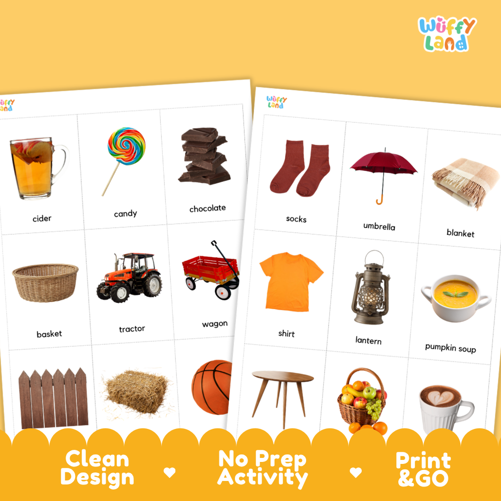 Fall Vocabulary Flashcards Worksheets and Printables