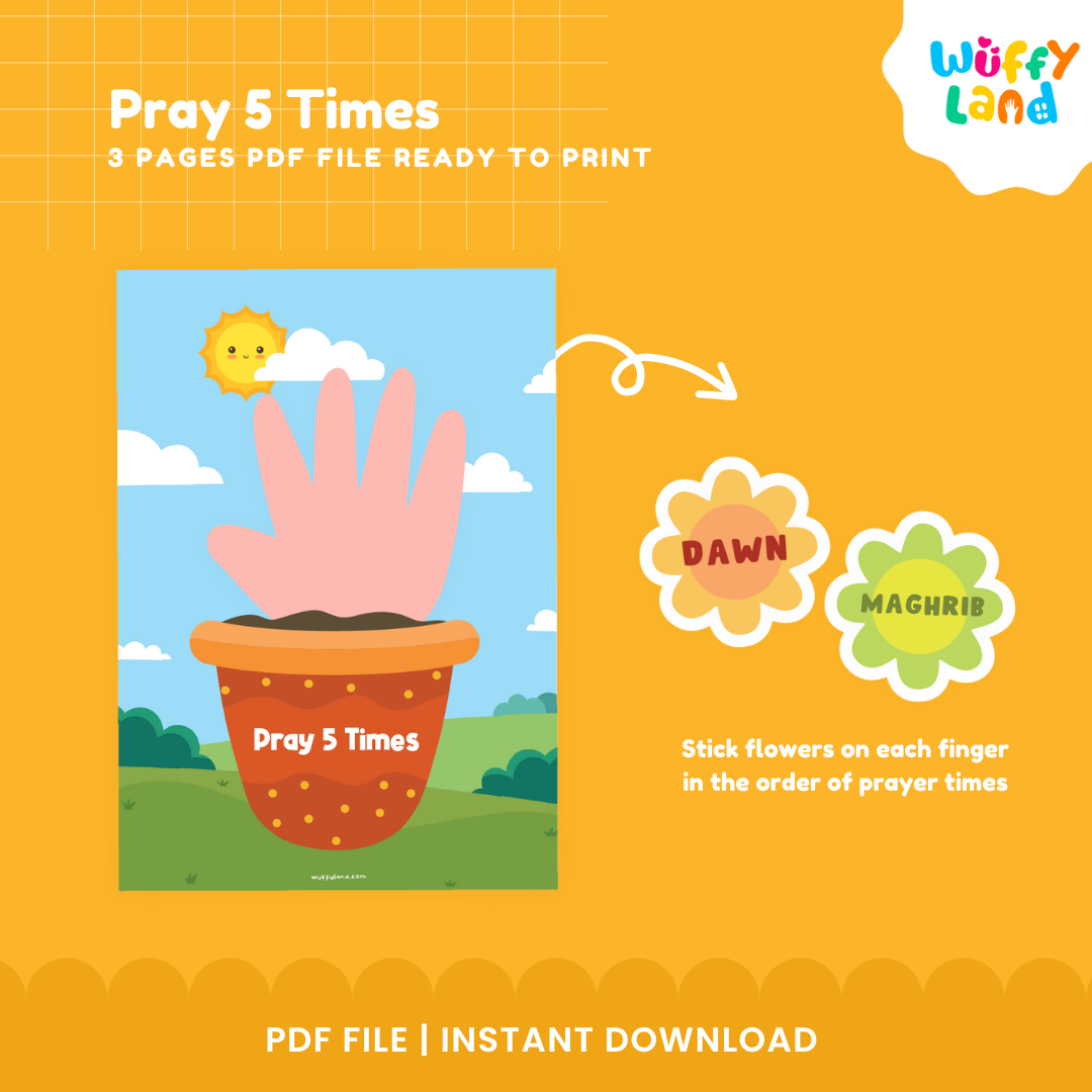Pray 5 Times Craft - Islamic Activity for Kids - Interactive Salah Chart