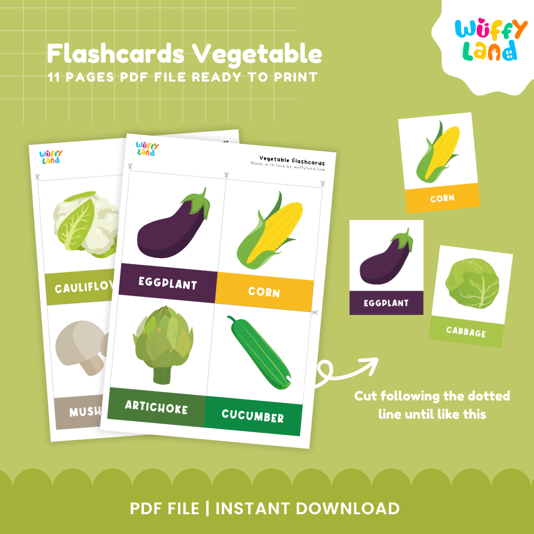 Vegetable Flashcards – Printable Learning Cards for Kids