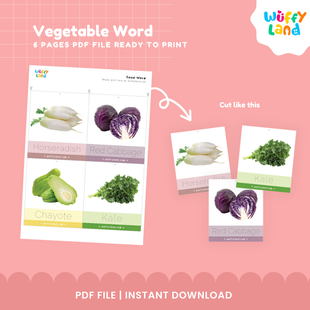Vegetable Tracing Flashcards – Learn & Write Vegetable Names