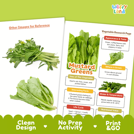 Mustard Greens Vegetable Research Activity Worksheet Healthy Eating Science