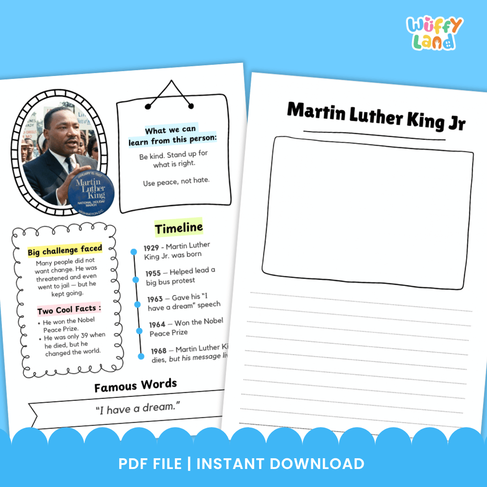 Martin Luther King Jr Famous People Research Page - Black History Month Biography Worksheets