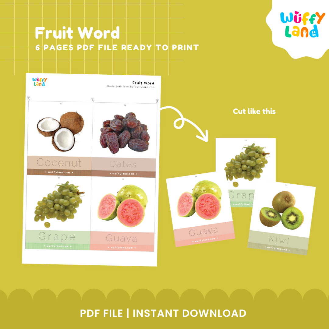Fruit Tracing Flashcards – Learn & Write Fruit Names
