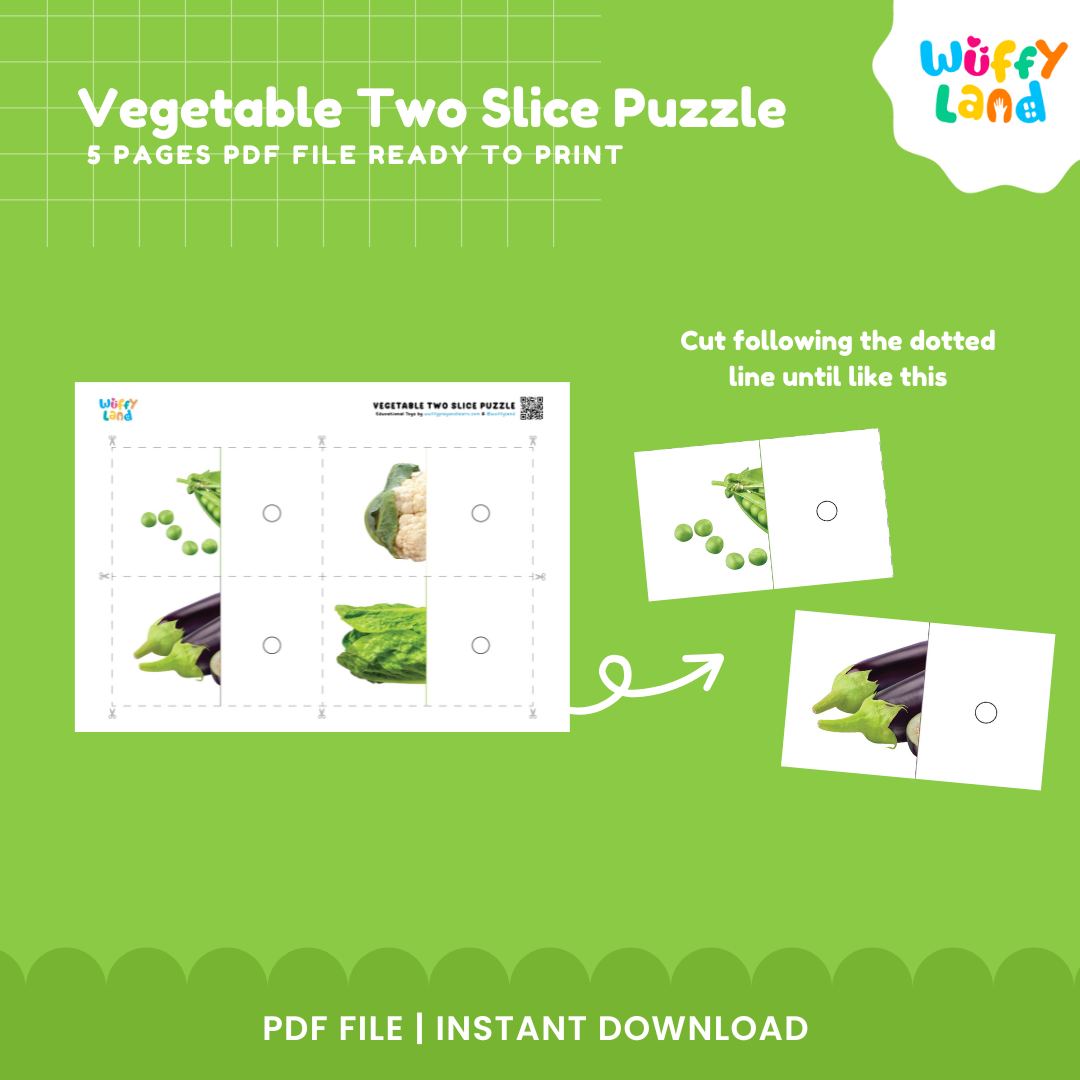 Vegetable Two Slice Puzzle - Fun Matching Game for Kids