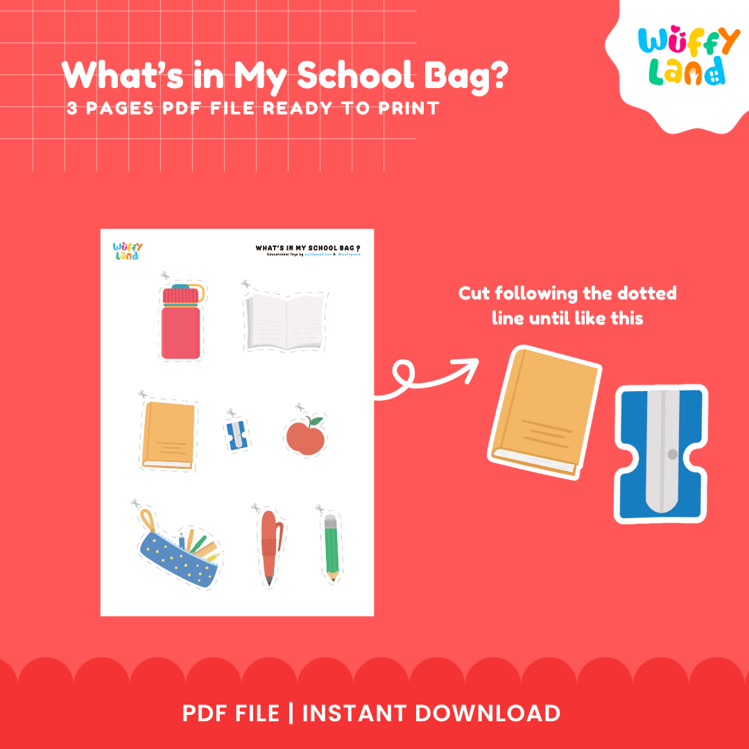 What's in My School Bag? - Cut & Paste Sorting Activity for Kids