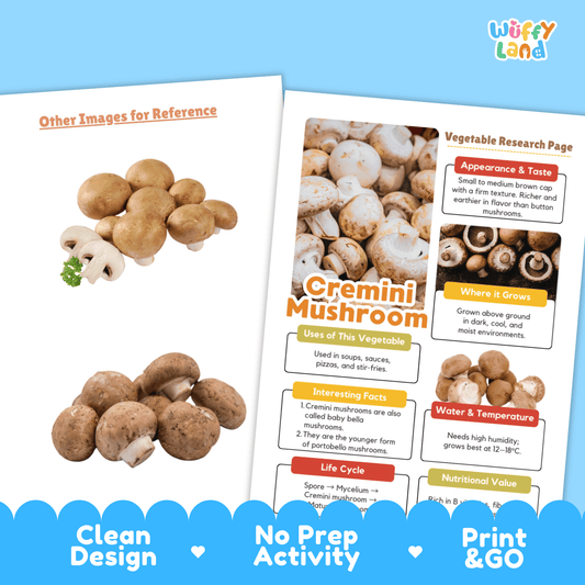 Cremini Mushroom Vegetable Research Activity Worksheet Healthy Eating Science