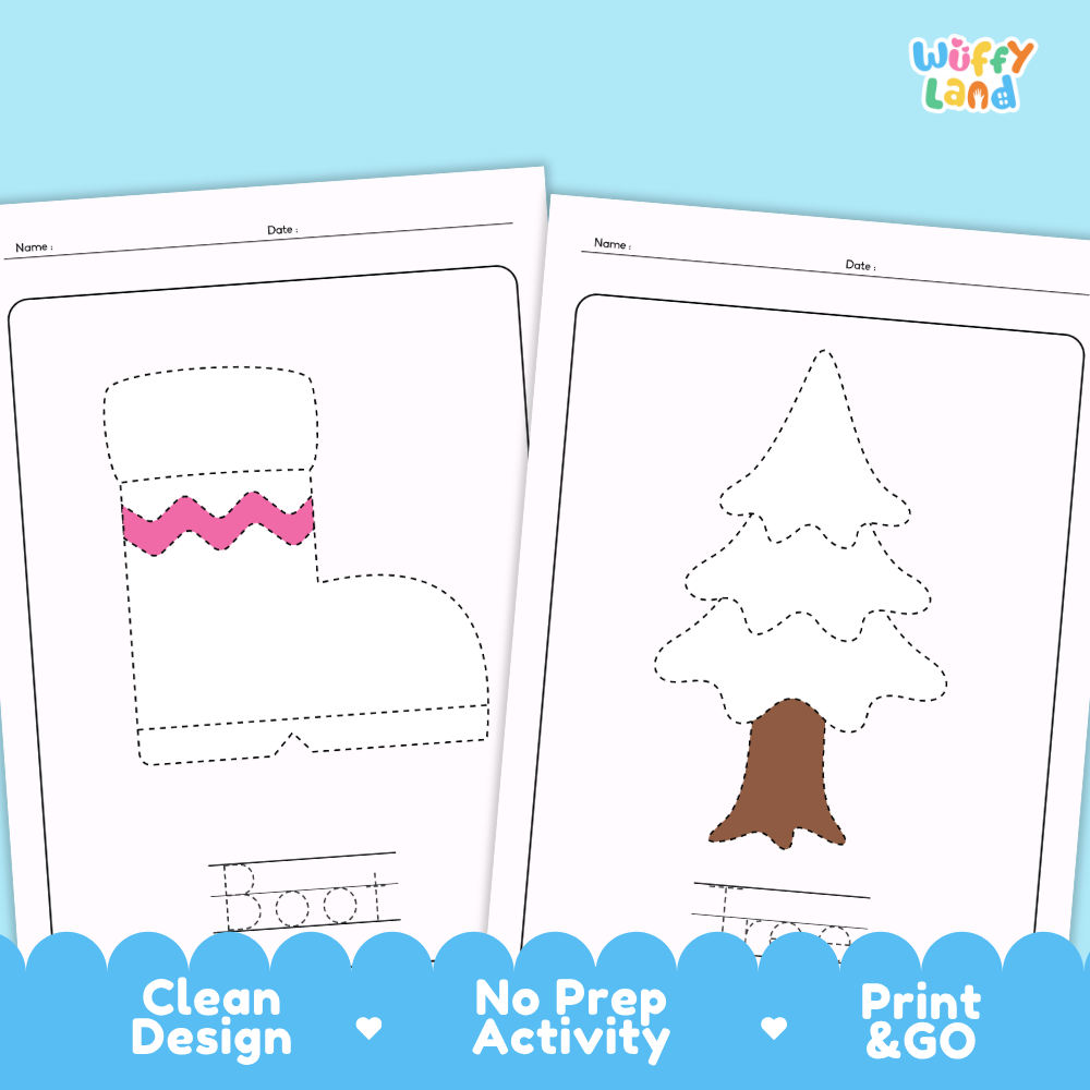 Snowy Shapes Tracing Pack Worksheets