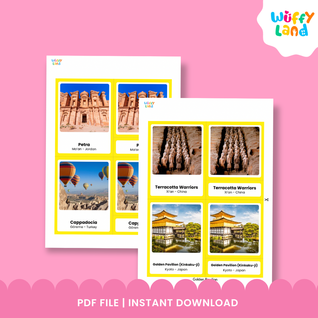 Asian Landmarks 3-Part Cards - Montessori Geography Printable - World Landmarks for Kids