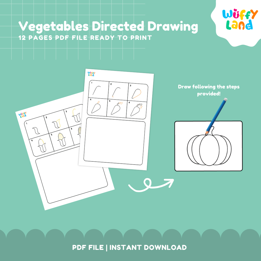 Vegetable Drawing Worksheets – Easy Step-by-Step Drawing for Kids