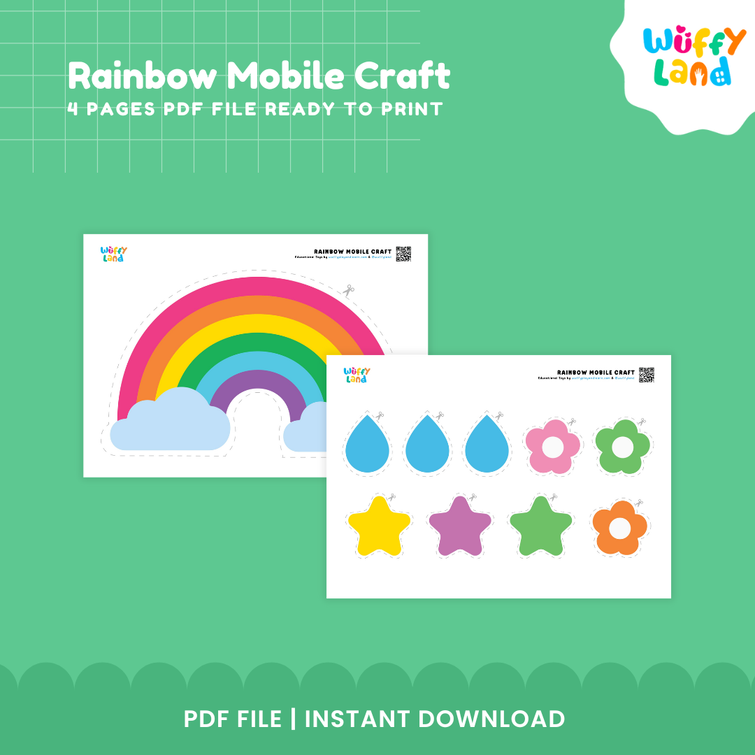 Rainbow Mobile Craft Printable | DIY Kids Room Decor | Star Hanging Mobile for Kids Crafting Fun