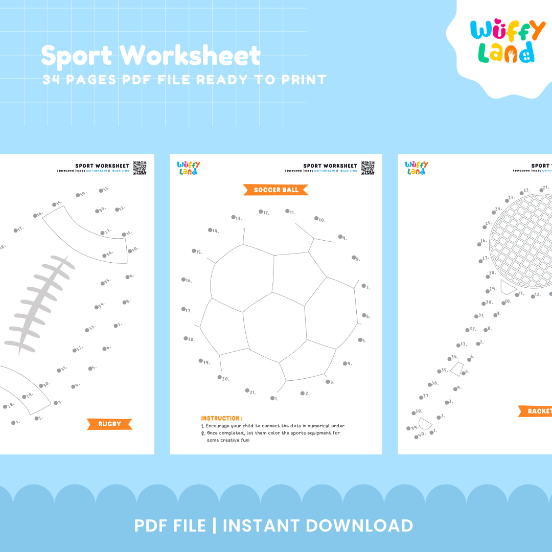 Sports-Themed Worksheets for Kids: Fun & Educational Activities | Printable PDF | Instant Download