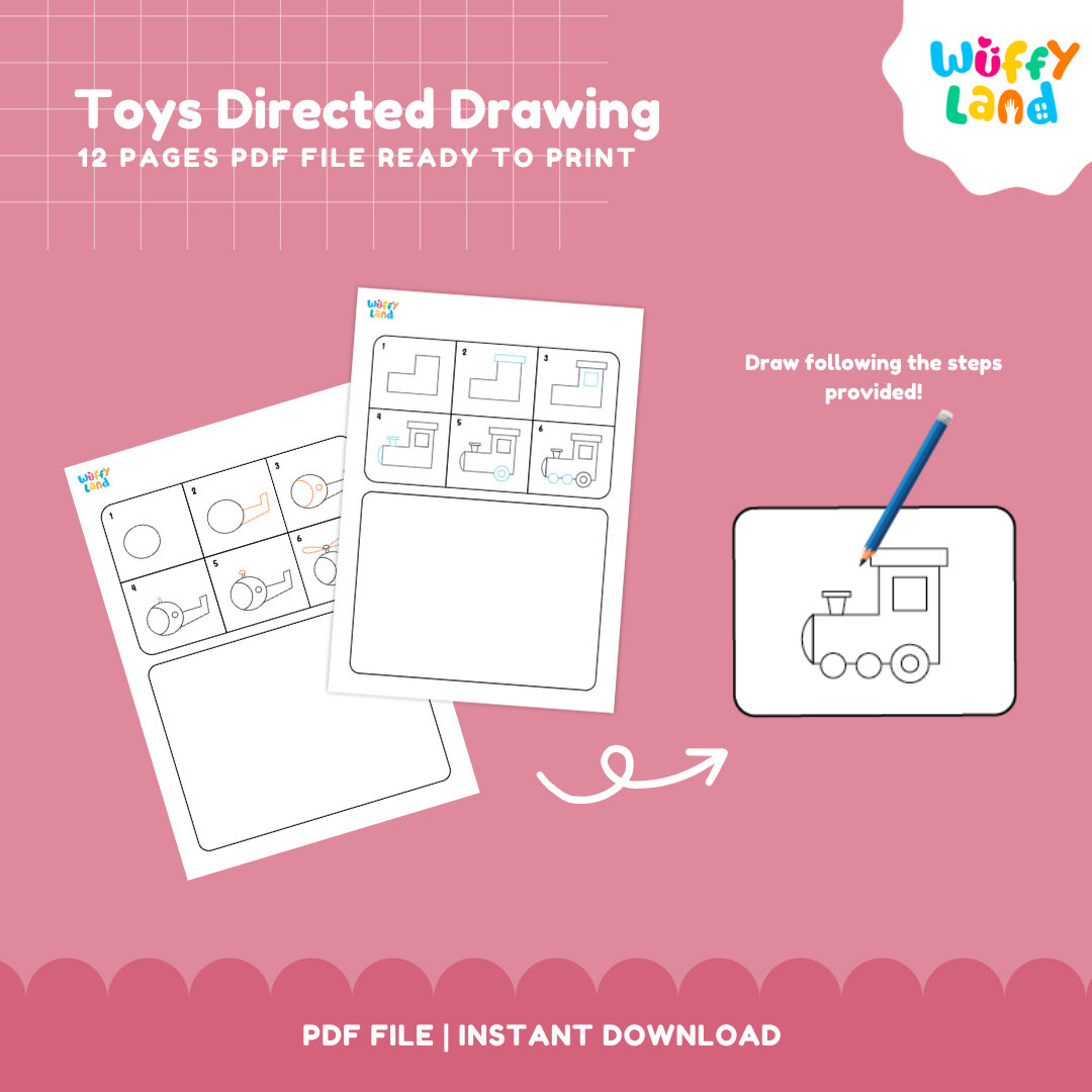 Toys Directed Drawing Worksheets – Step-by-Step Drawing for Kids