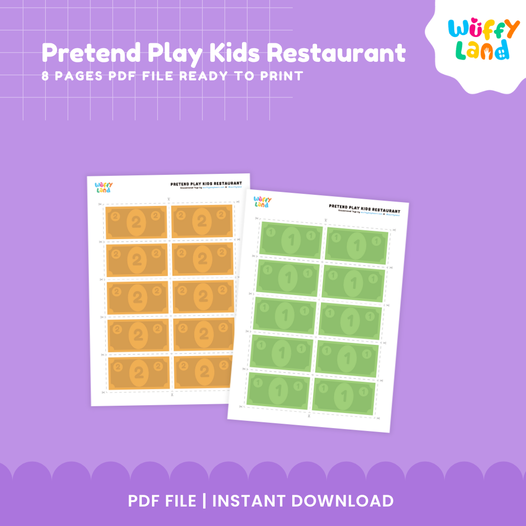 Restoran Anak-Anak Berpura-pura Bermain Cetak - Menu Permainan Dramatis, Formulir Uang & Pesanan