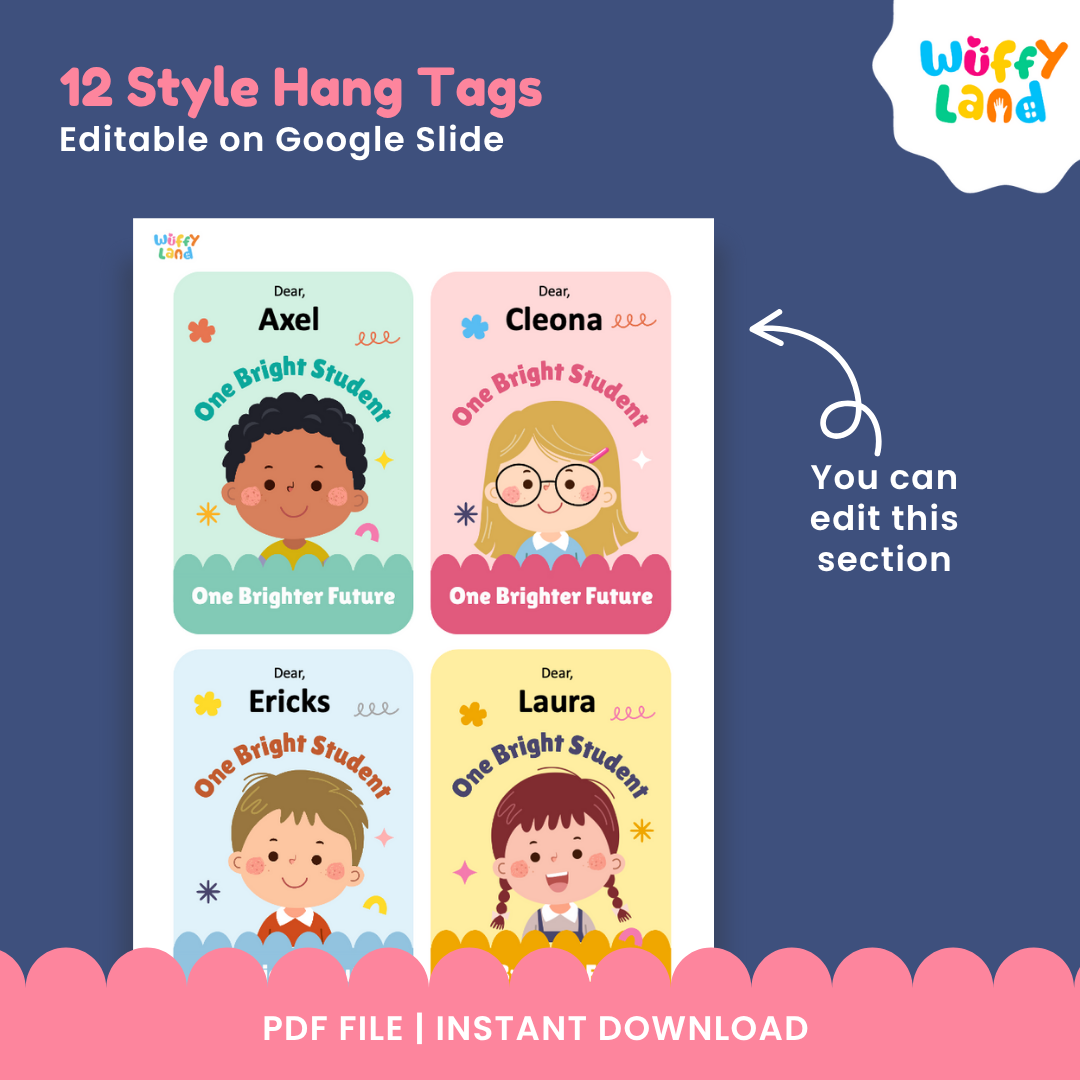 Student End of Year Gift Tags “One Bright Student”, Easy to Use and Editable
