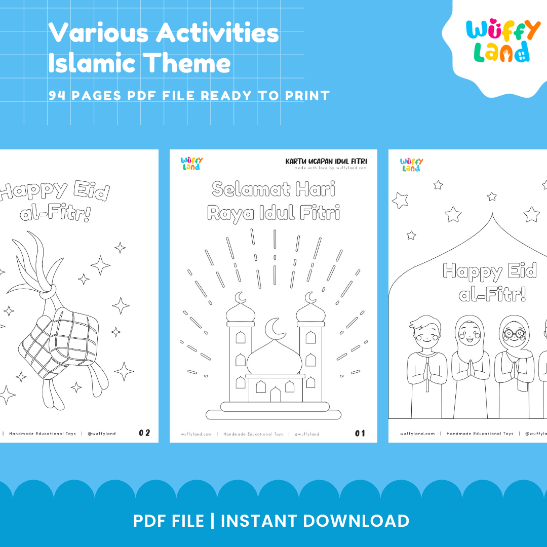 Islamic Theme Activity Pack | 94 Pages Printable Worksheets | Arabic, Tracing, Coloring & More!