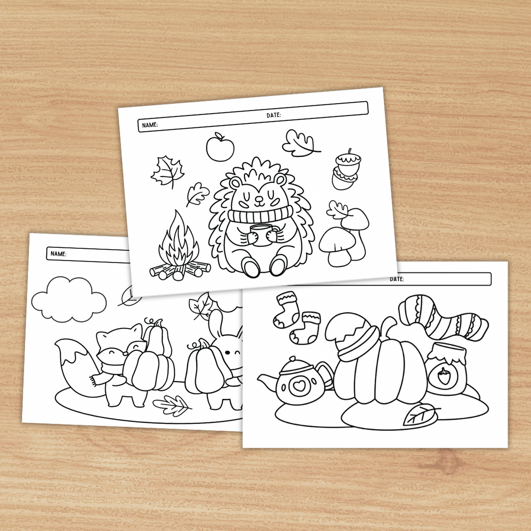 Autumn Coloring Pages - Fall Coloring Sheets for Kids - Printable Fall Activities