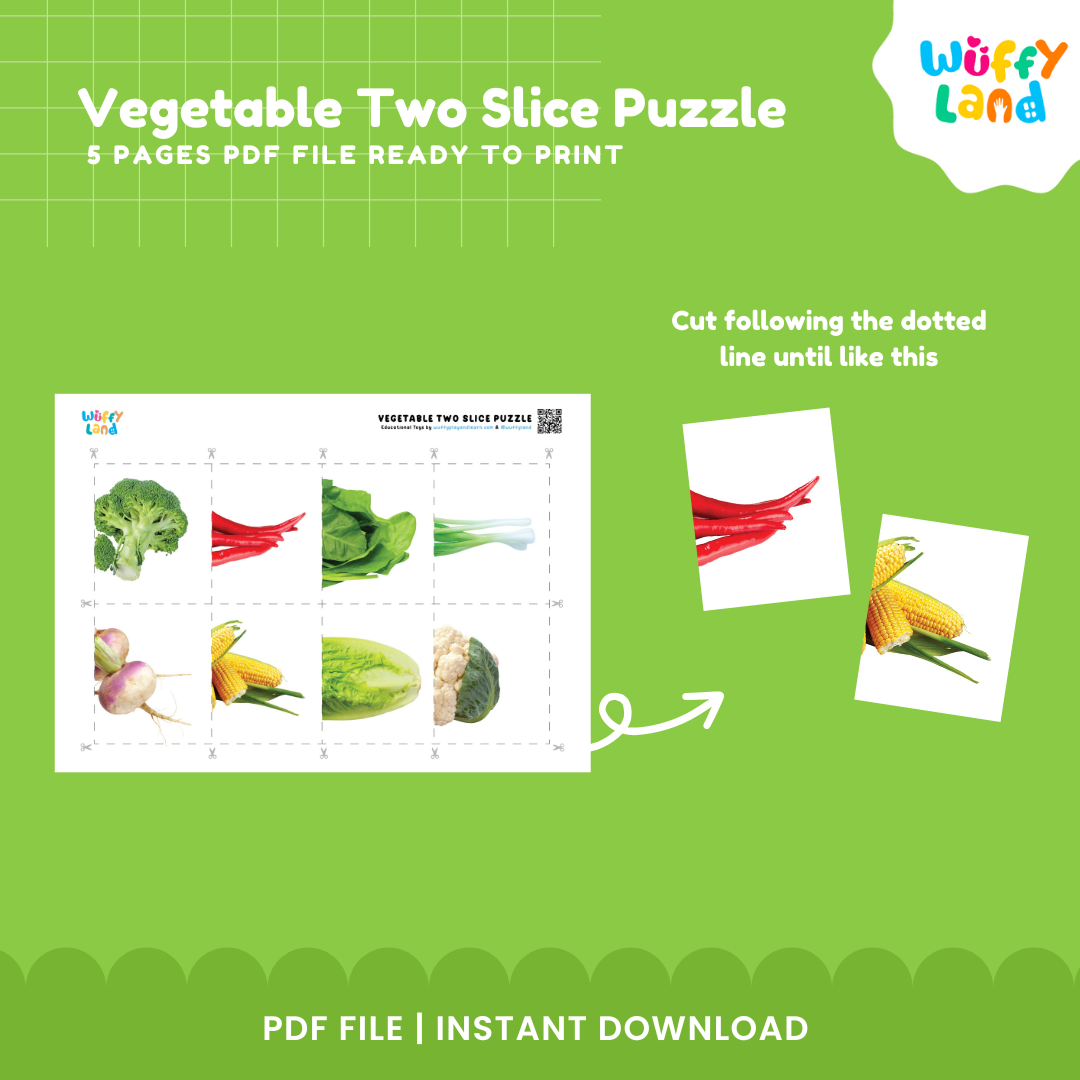 Vegetable Two Slice Puzzle - Fun Matching Game for Kids