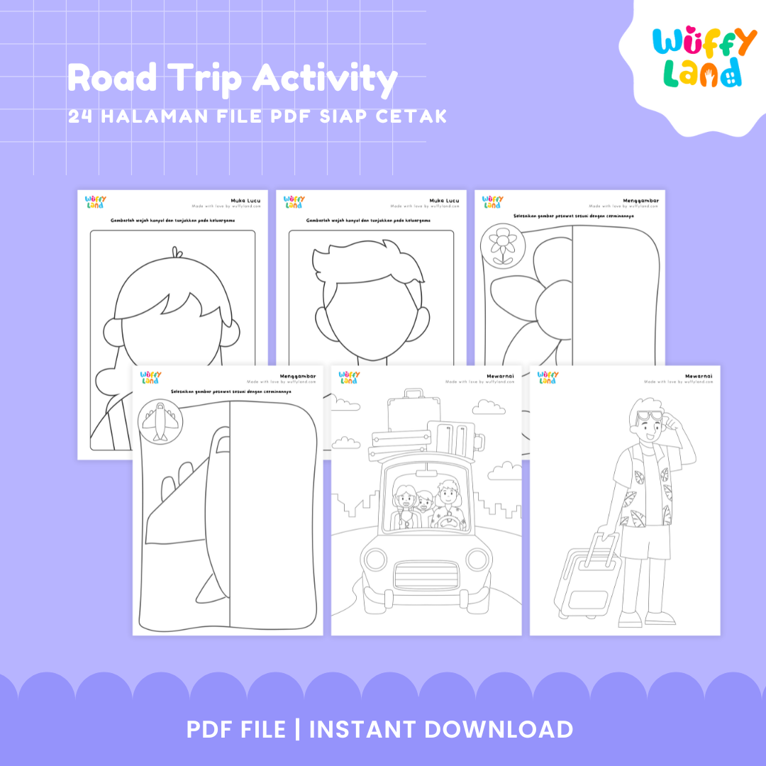 Road Trip Activity Kit for Kids - 24 Page Printable Travel Games and Educational Activities - Instant Download