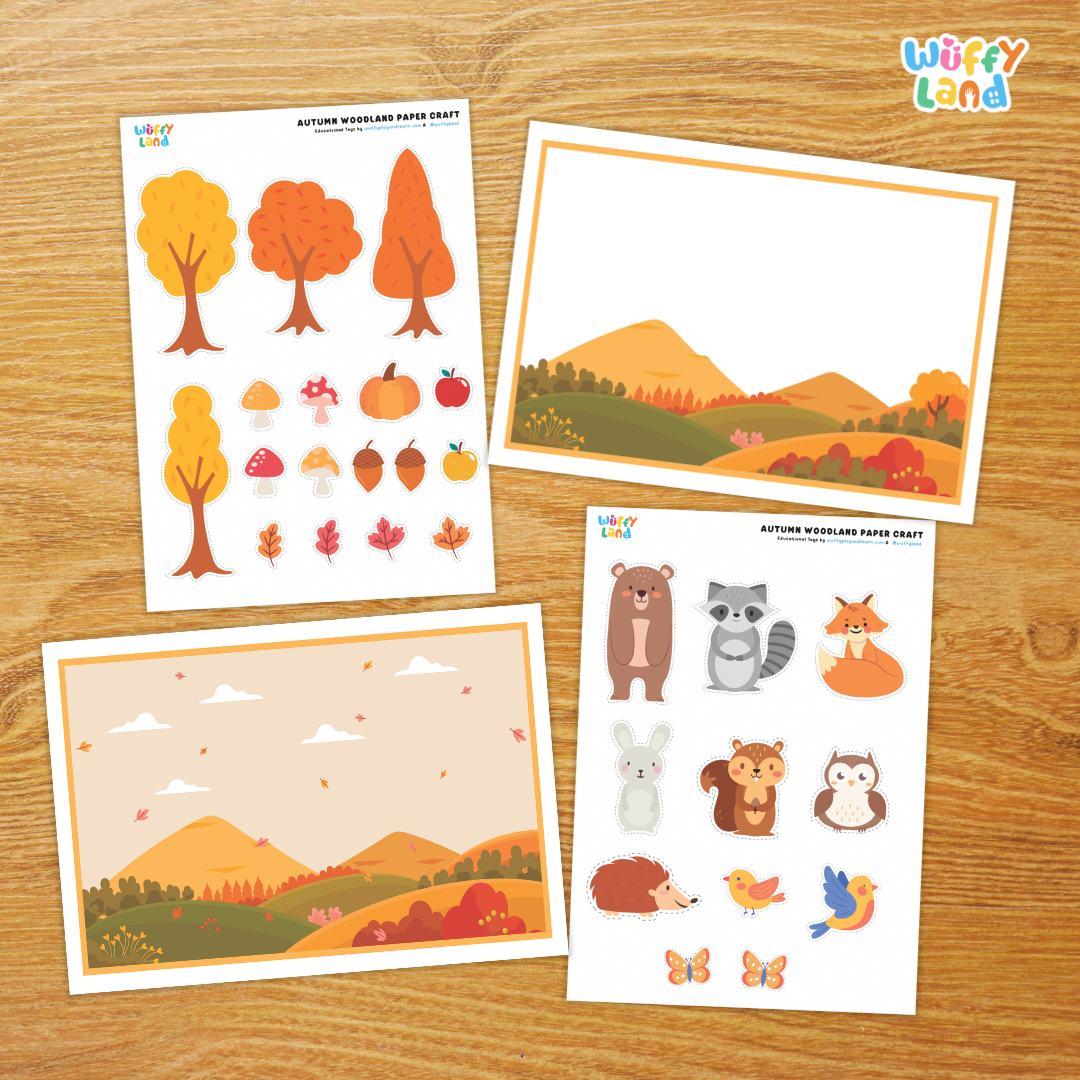 Autumn Woodland Paper Craft Cut & Paste Activities for Kids