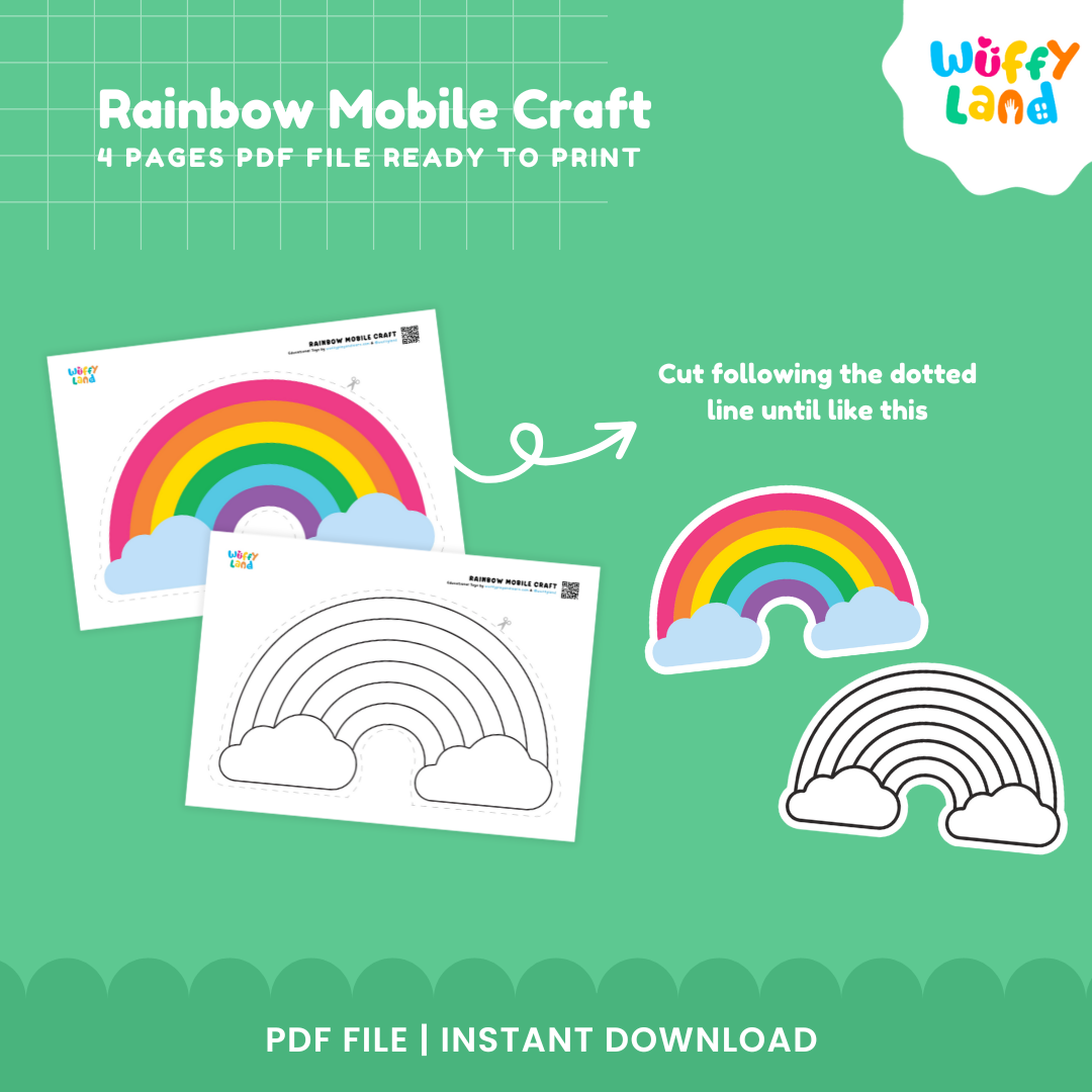 Rainbow Mobile Craft Printable | DIY Kids Room Decor | Star Hanging Mobile for Kids Crafting Fun