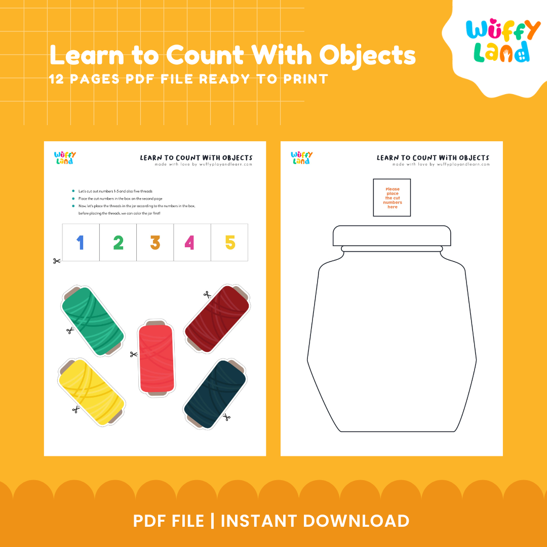 Learn to Count with Objects Printable 12-Page Educational Activity Set - Math Fun for Kids