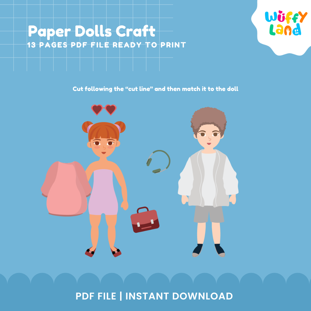 Printable Paper Dolls โ Cut & Dress DIY Craft Kit for Kids