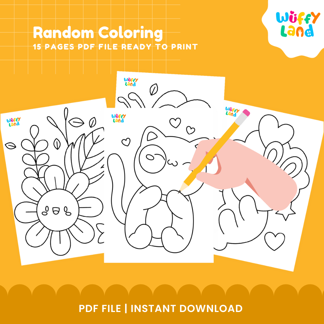 Whimsical Random Coloring Pages for Kids - 15 Page PDF Download