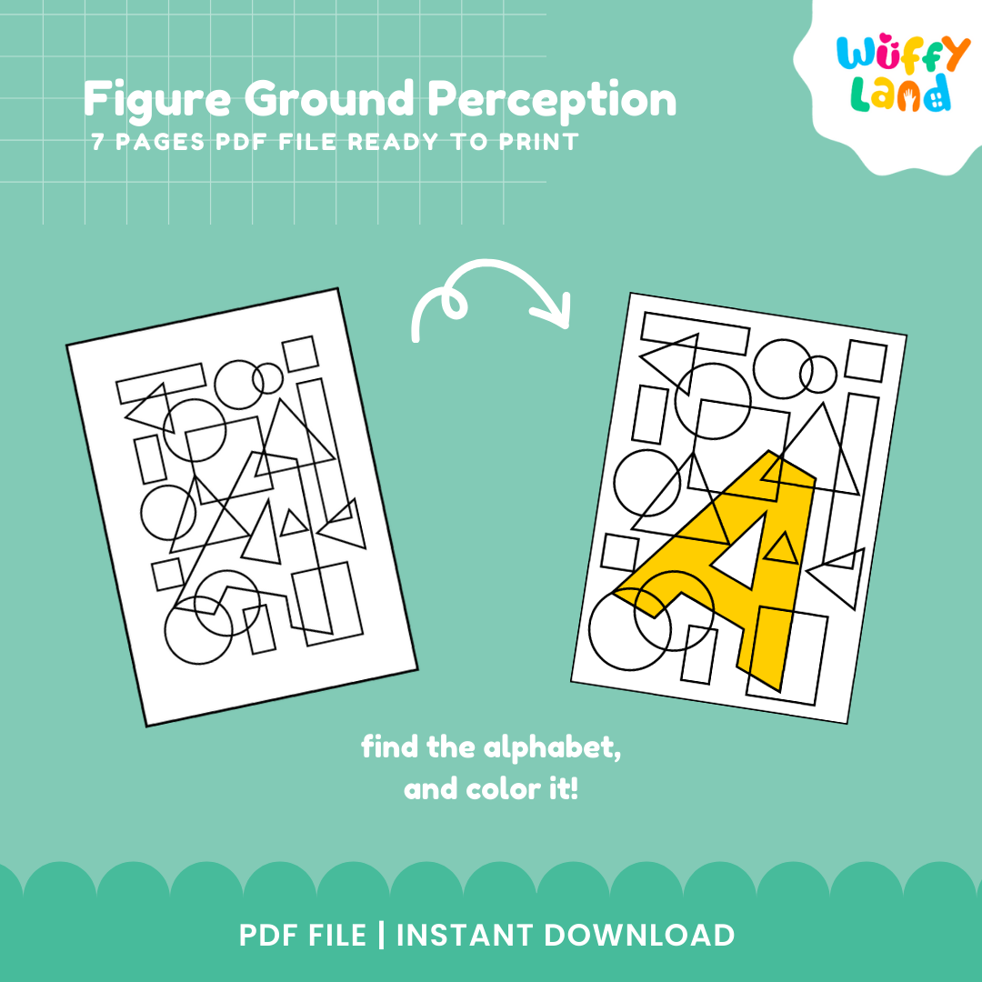 Figure Ground Perception Alphabet Activity - Visual Discrimination & Letter Recognition Worksheets