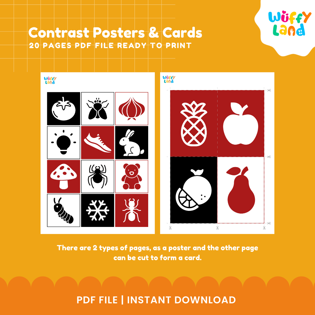 Contrast Posters & Cards for Babies - High Contrast Visual Stimulation Activities