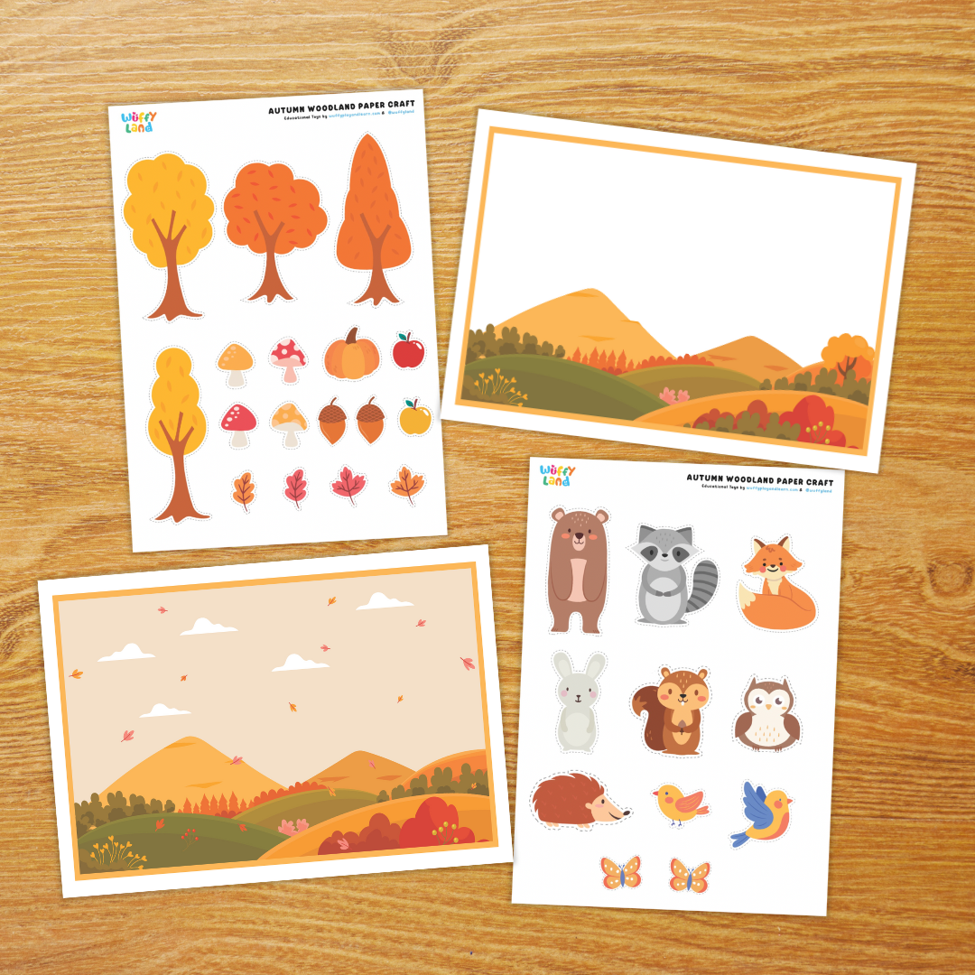 Autumn Woodland Paper Craft Cut & Paste Activities for Kids