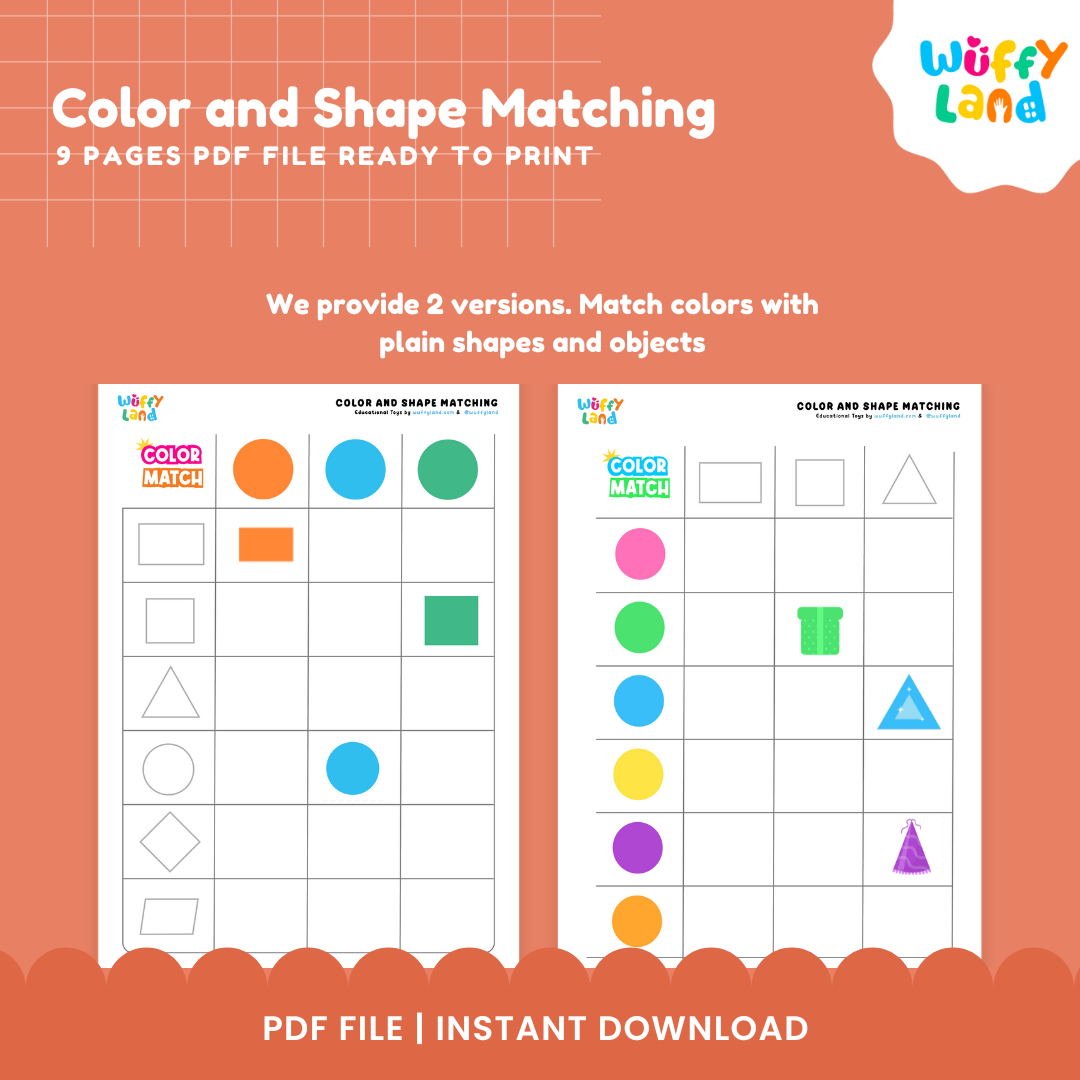 Color and Shape Matching Activity β 8 Pages PDF for Preschool & Kindergarten Fun